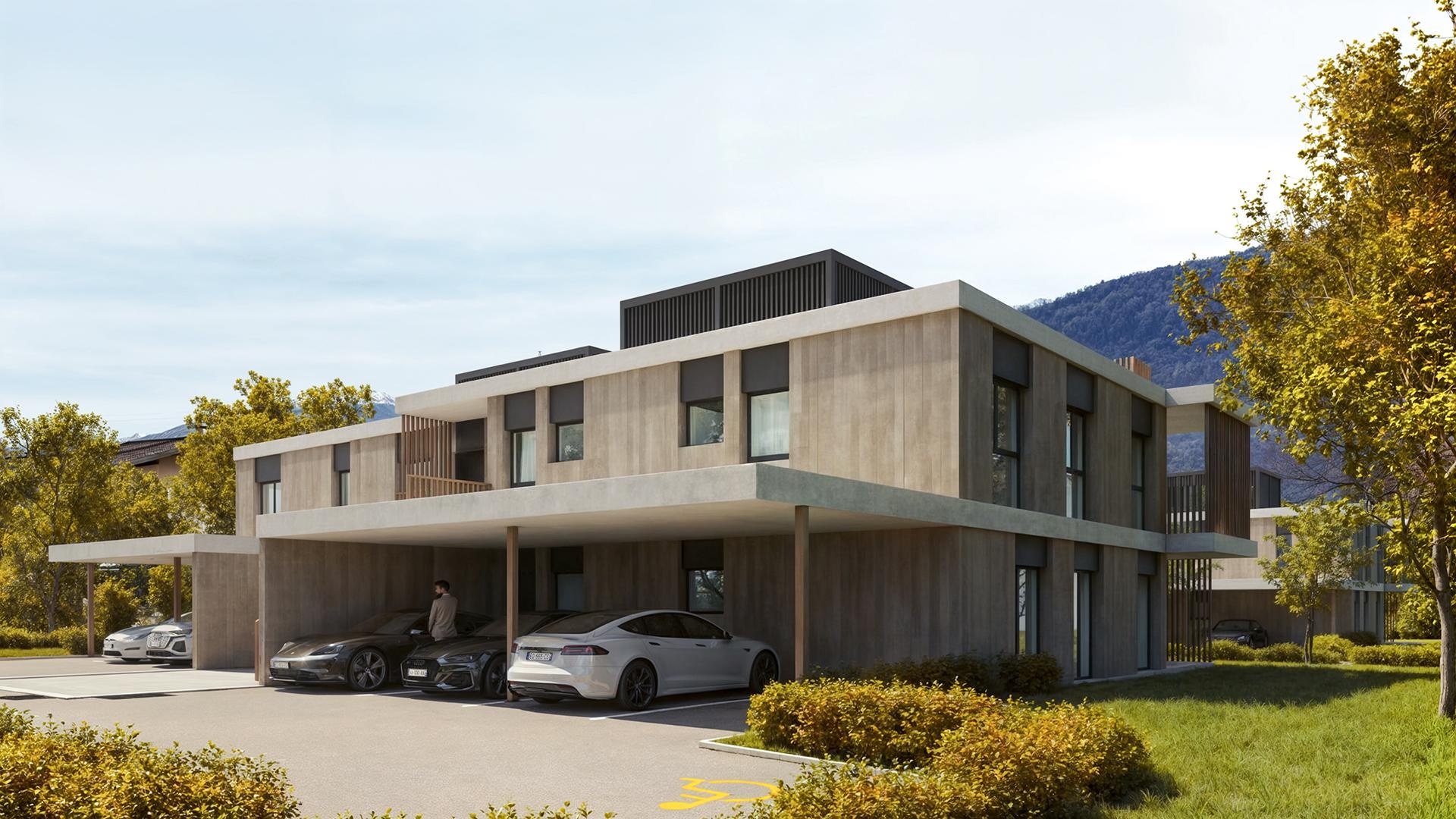 Moderne Wohnanlage mit Carport
