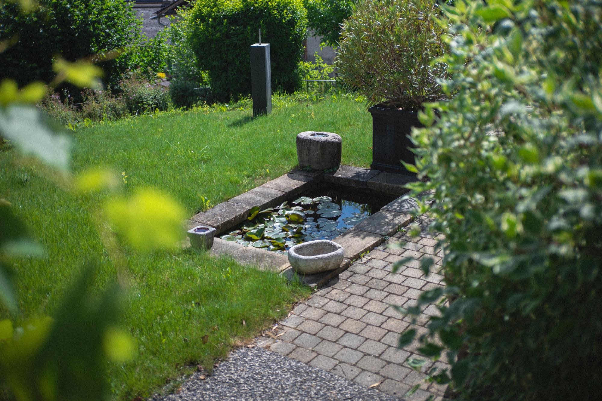 Garten mit kleinem Wasserbecken