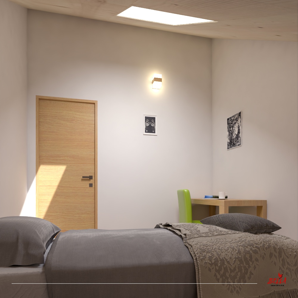 Schlichtes Schlafzimmer mit Tageslicht