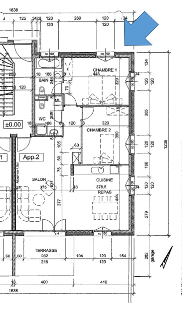 Grundriss einer Wohnung mit Terrasse