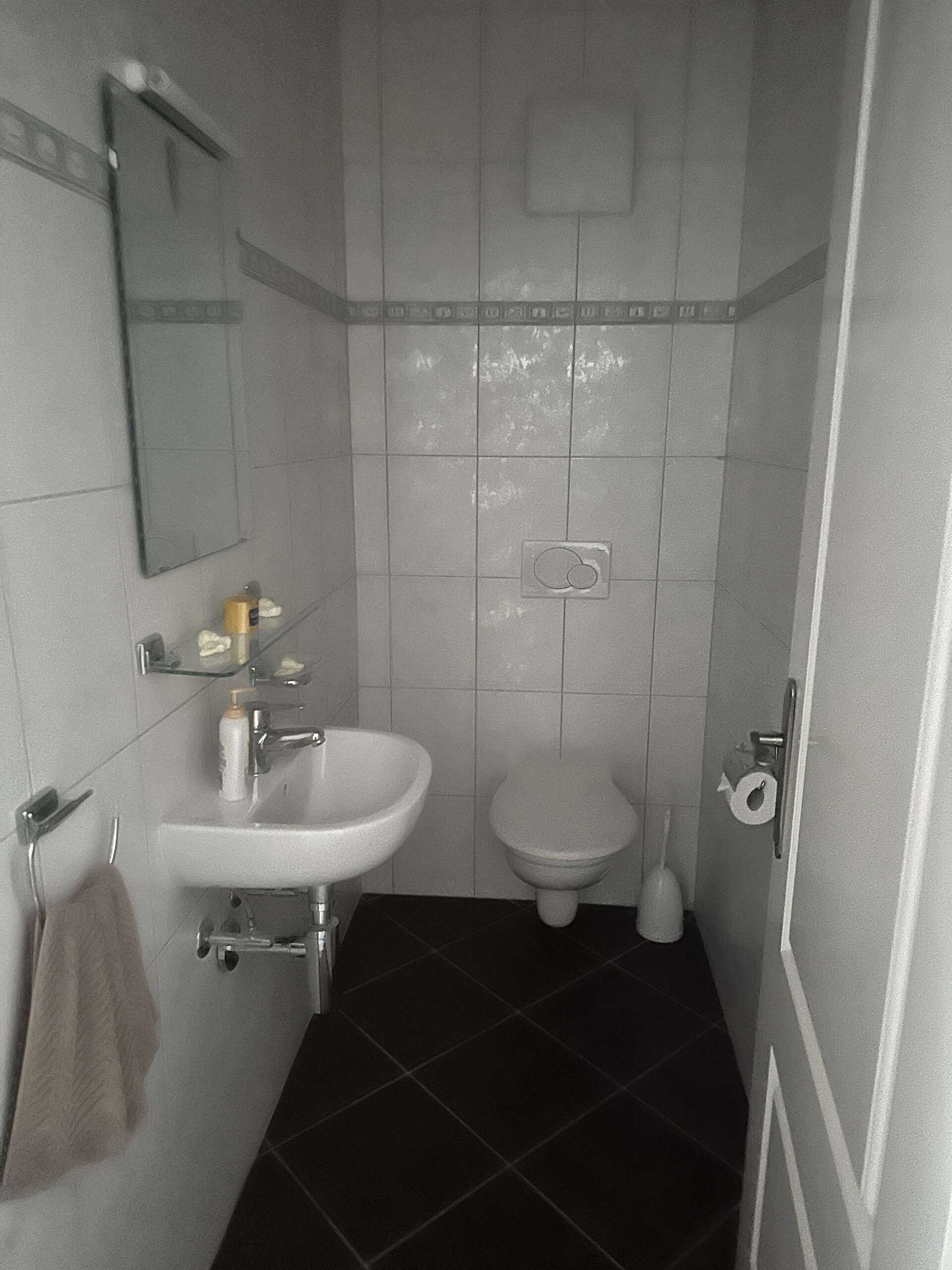 Kleines Badezimmer mit WC und Waschtisch