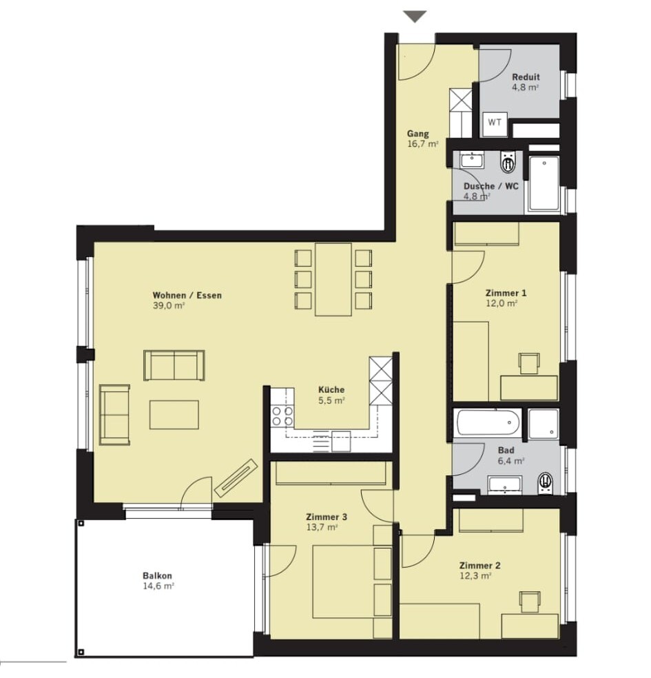 Wohnungsgrundriss mit Balkon