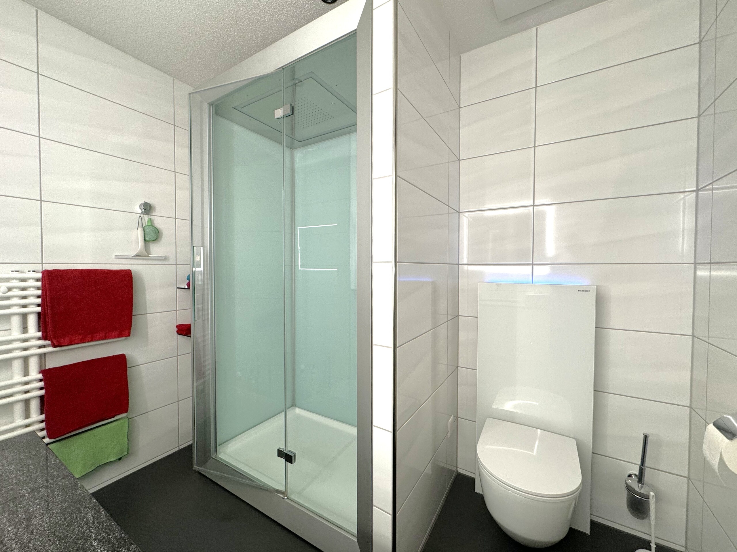 Modernes Badezimmer mit Dusche und WC