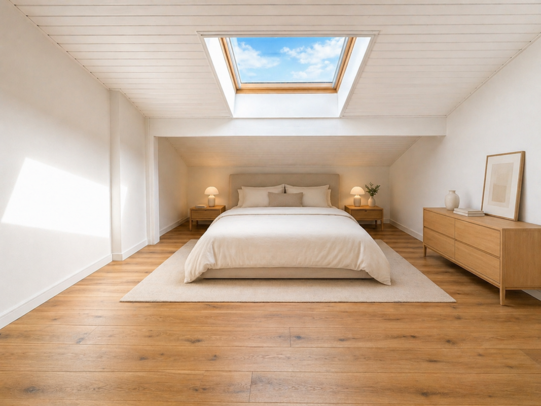 Helles Dachgeschoss-Schlafzimmer