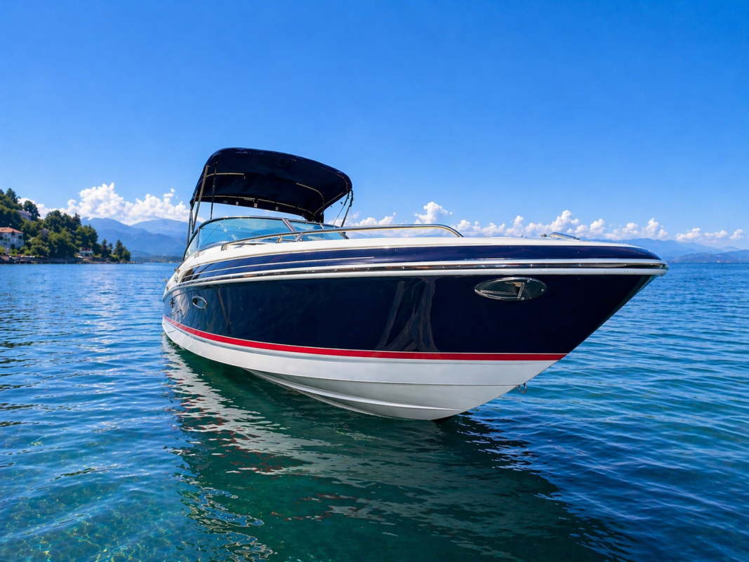 Luxusmotorboot auf klarem Wasser