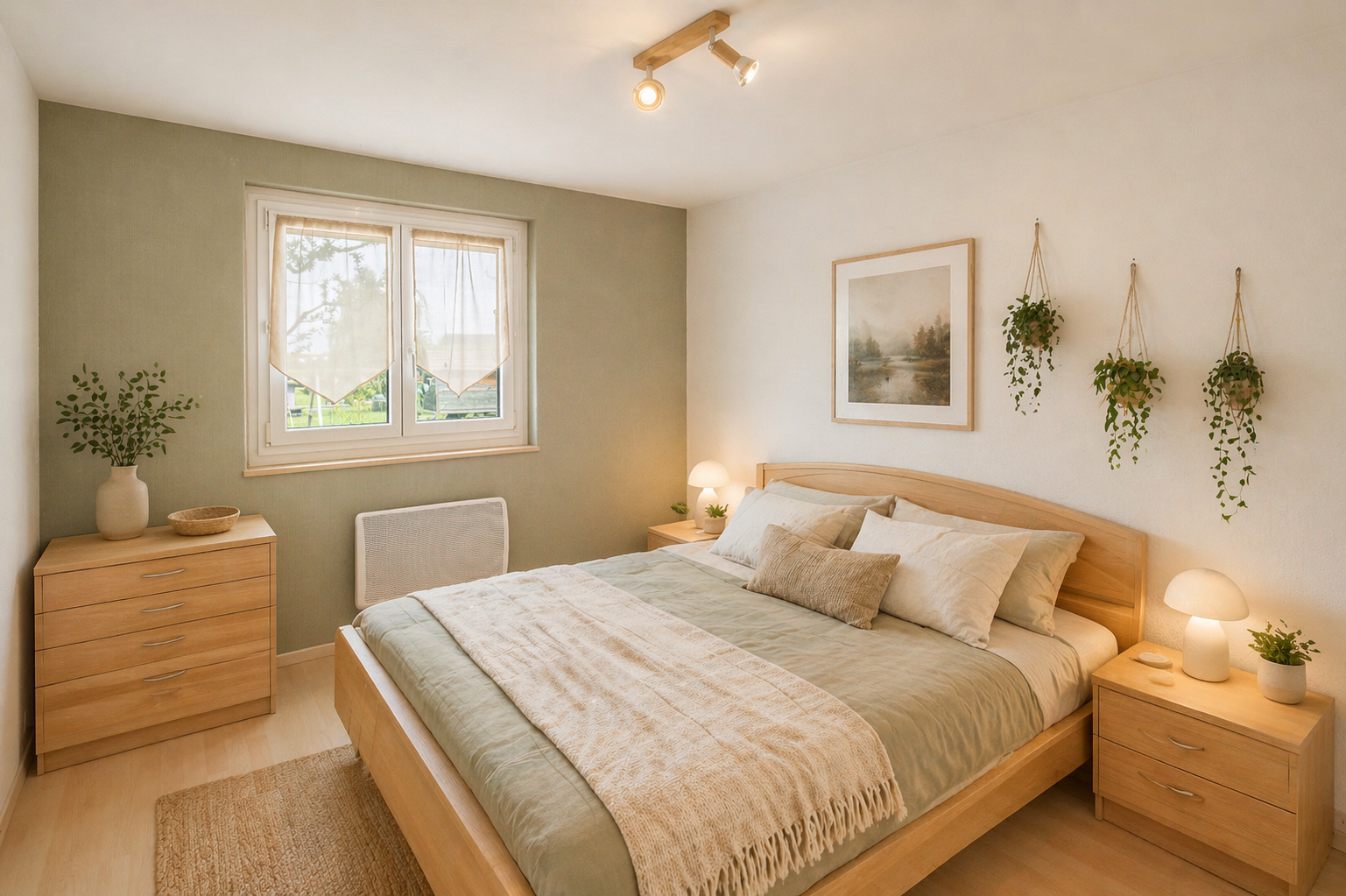 Helles Schlafzimmer in Naturtönen