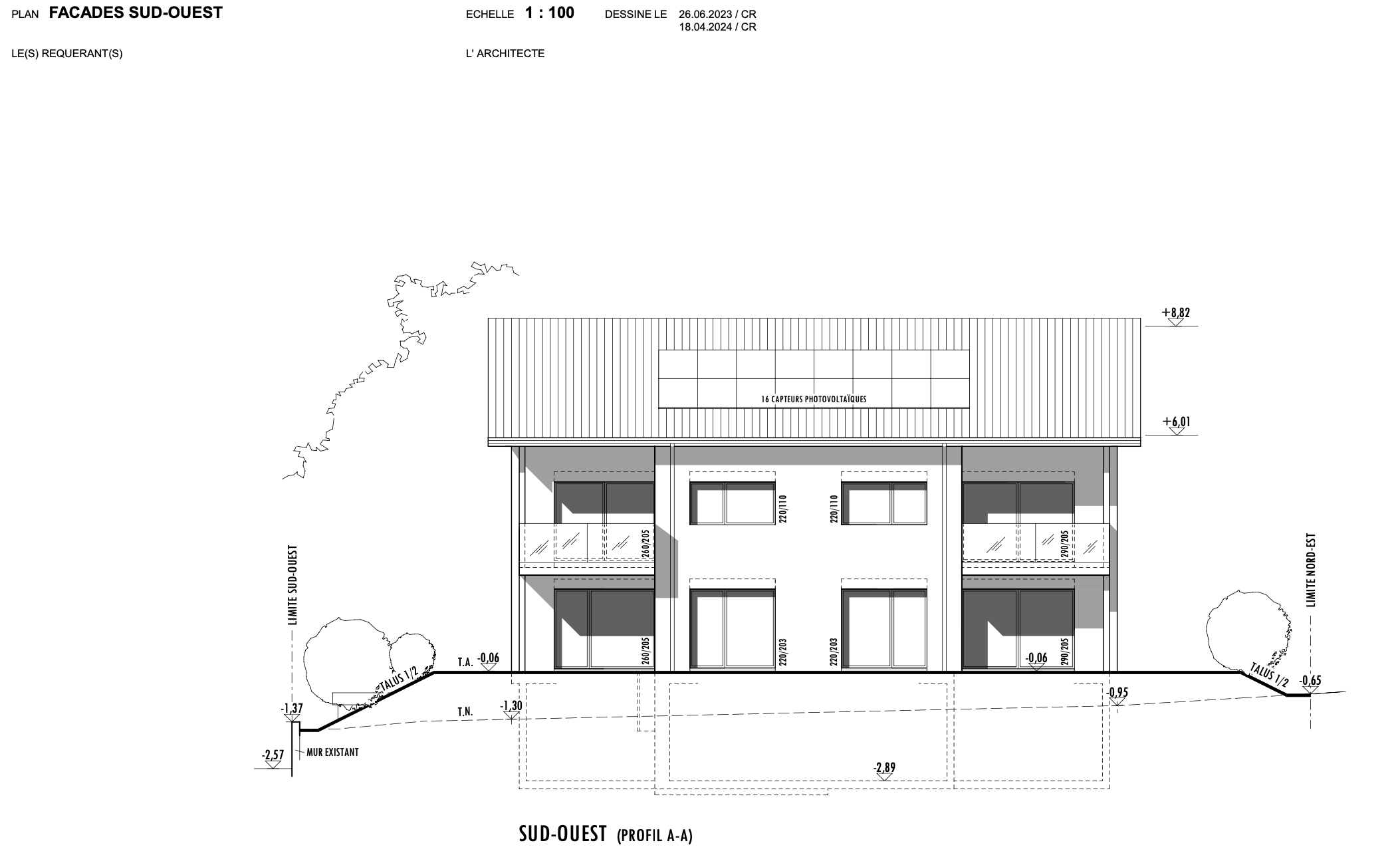 Architekturansicht Südwest-Ansicht eines Gebäudes