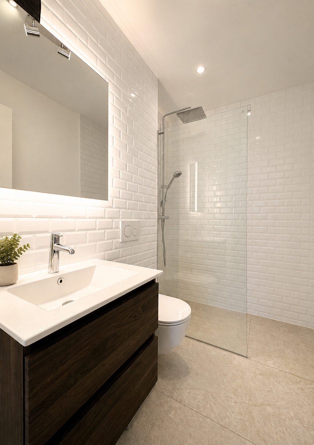 Modernes Badezimmer mit begehbarer Dusche