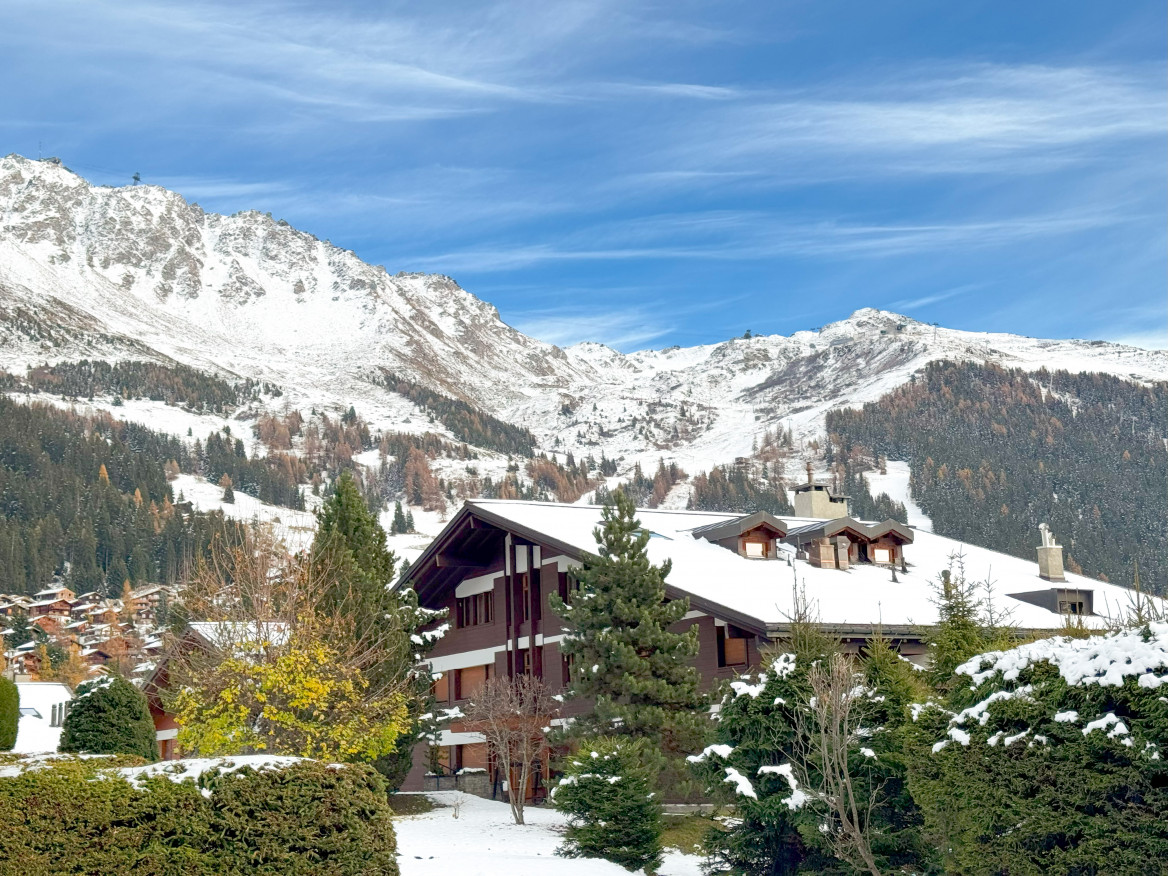 Winterliches Chalet mit Bergblick