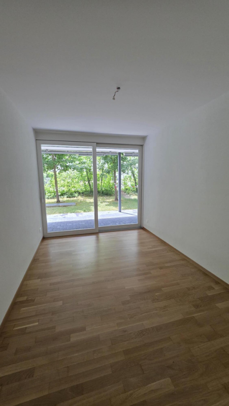 Leerer Raum mit Schiebetür zum Garten