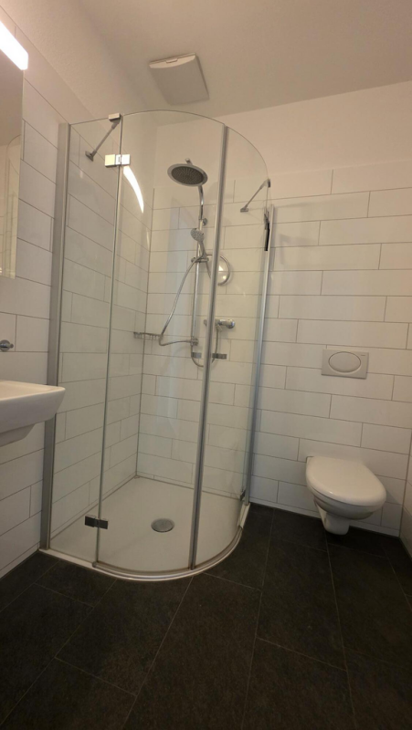 Modernes Badezimmer mit Runddusche und WC