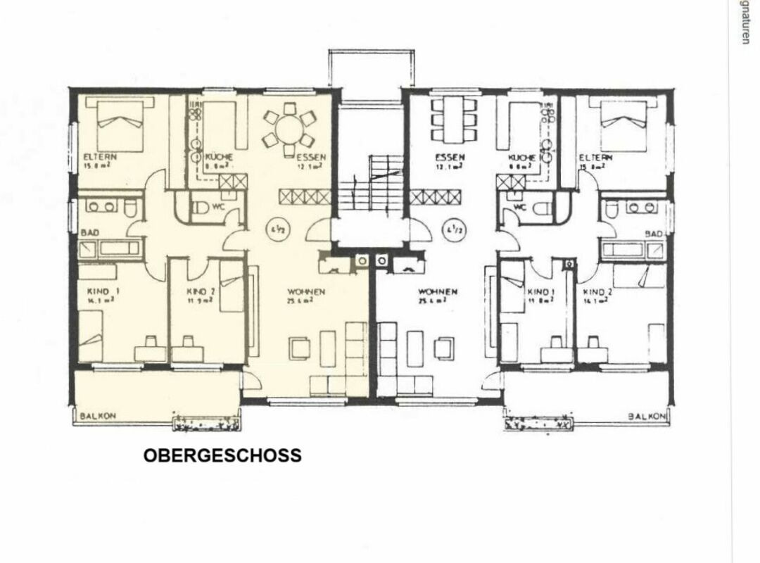 Obergeschoss-Grundriss eines Hauses