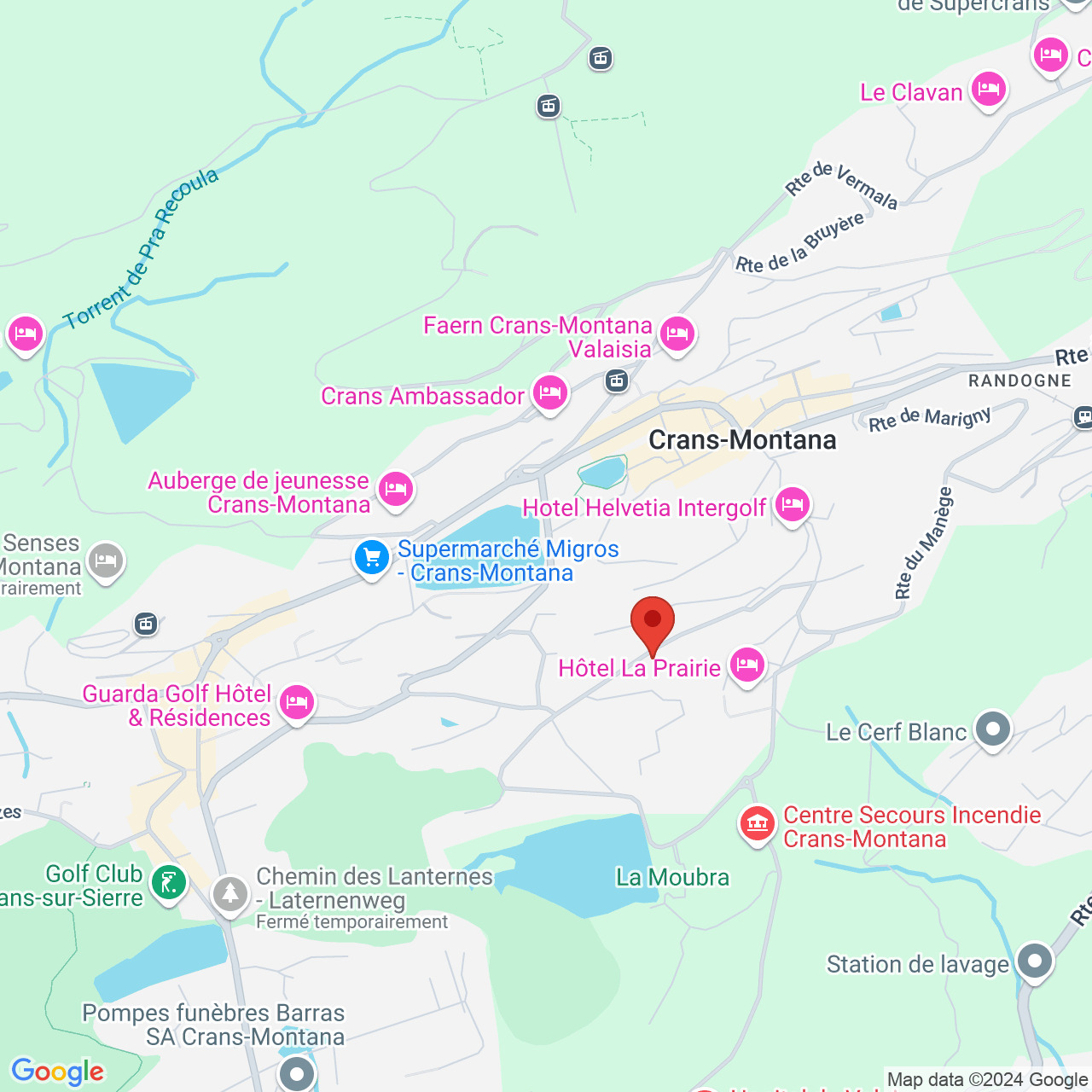 Karte mit Standortmarkierung in Crans-Montana