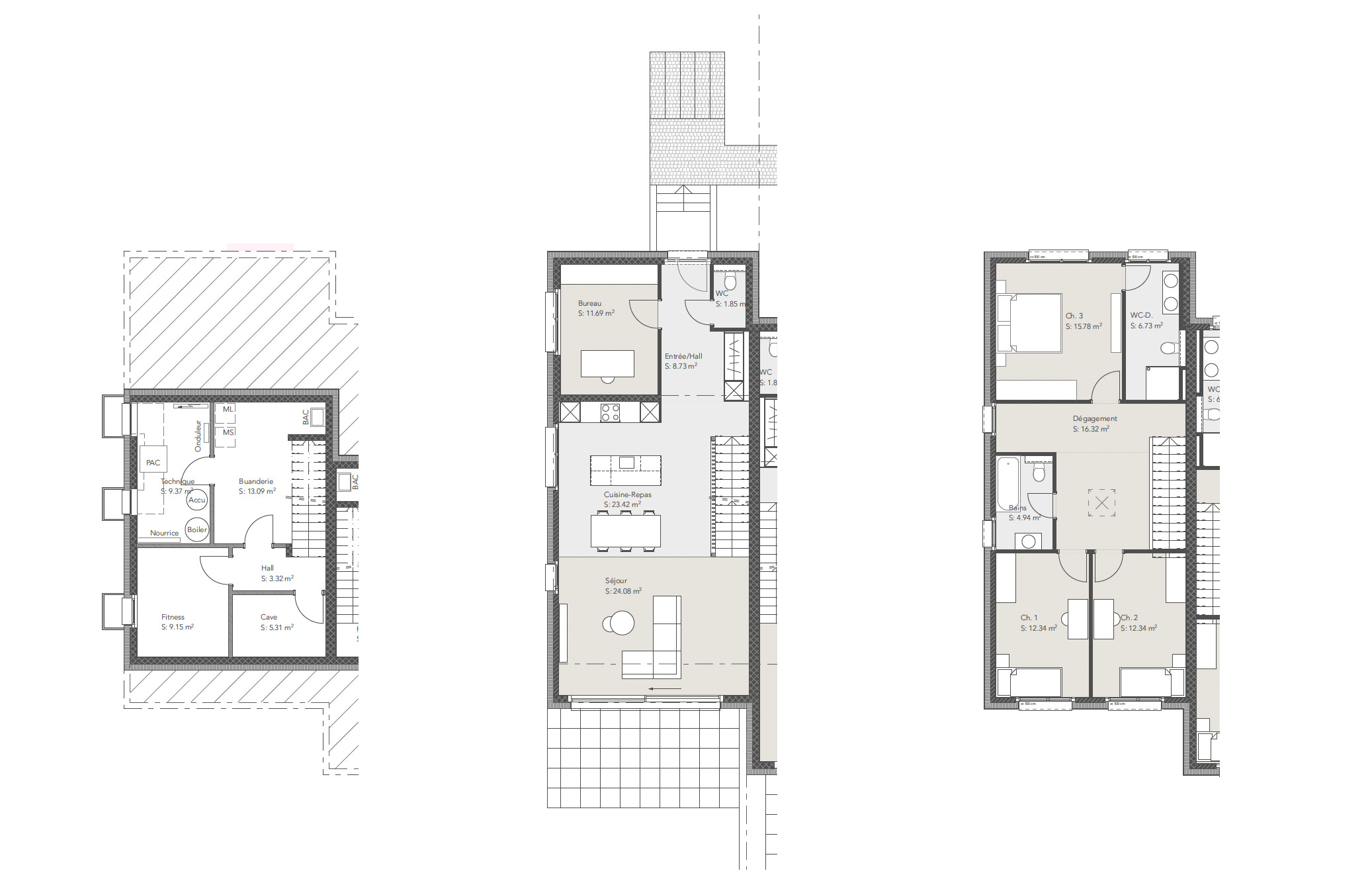 Grundriss eines mehrgeschossigen Hauses