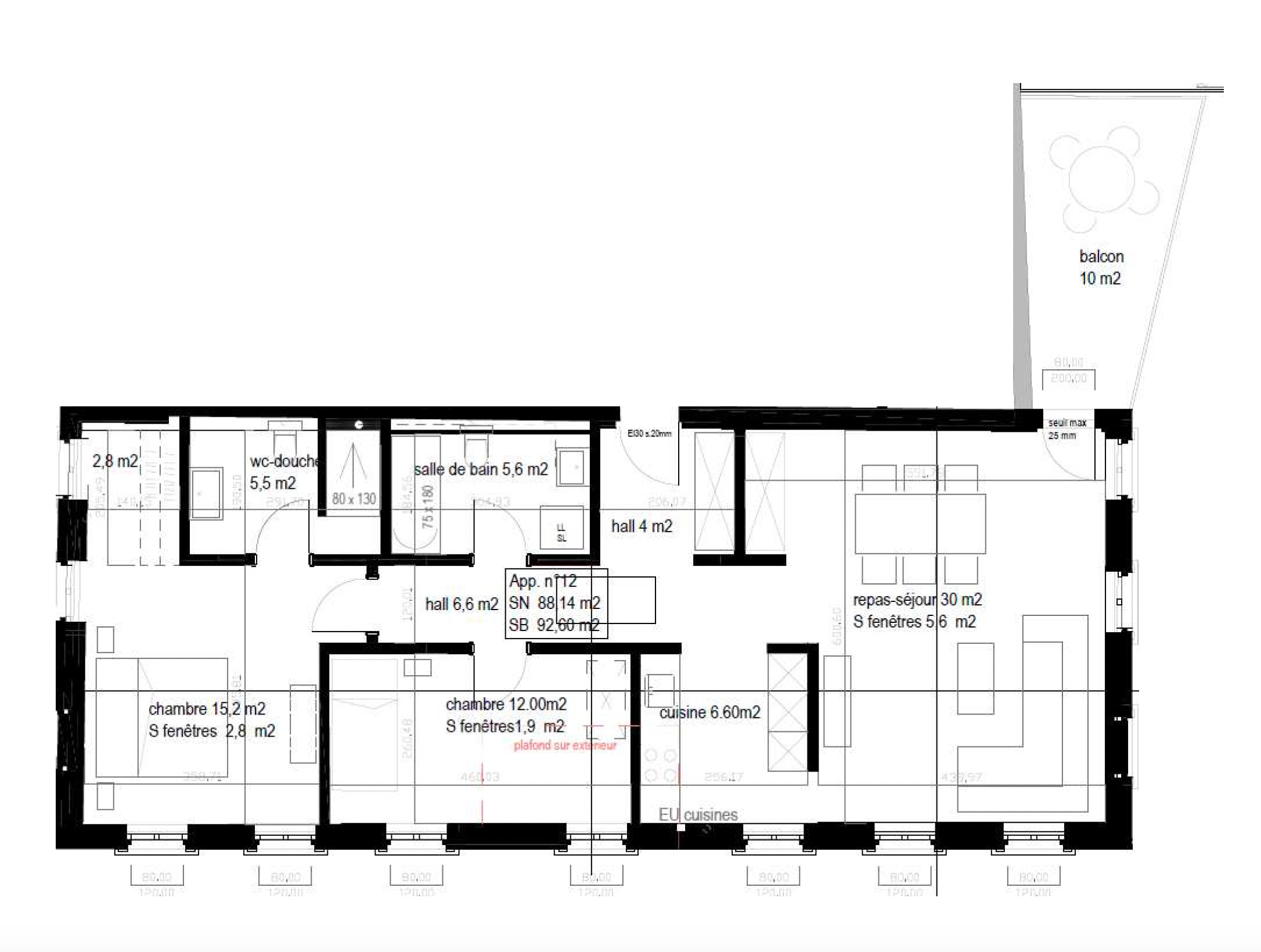 Grundriss einer Wohnung mit Balkon