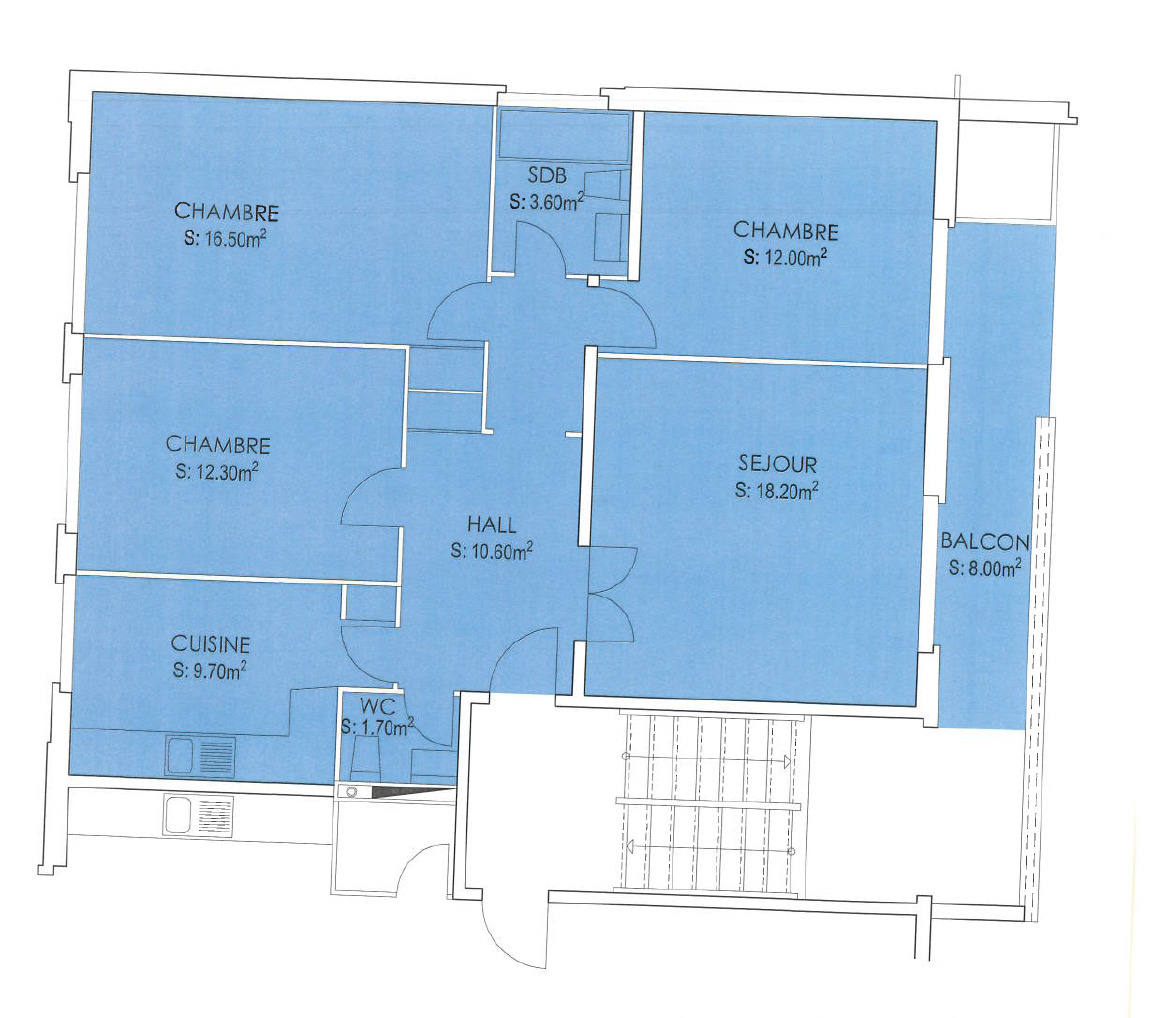 Grundriss einer Wohnung mit Balkon