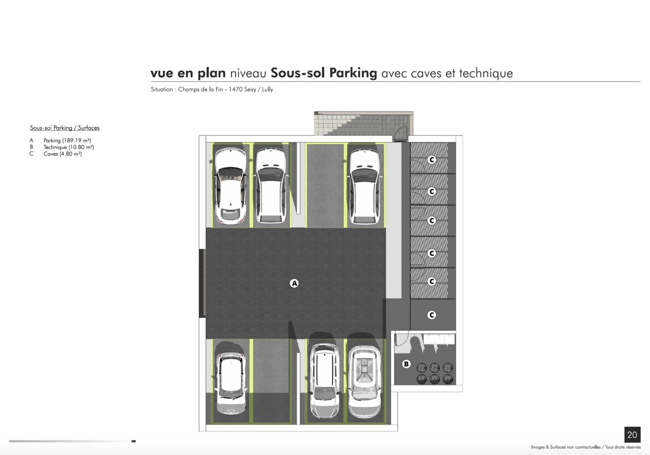 Untergeschoss-Parkplan mit Nebenräumen