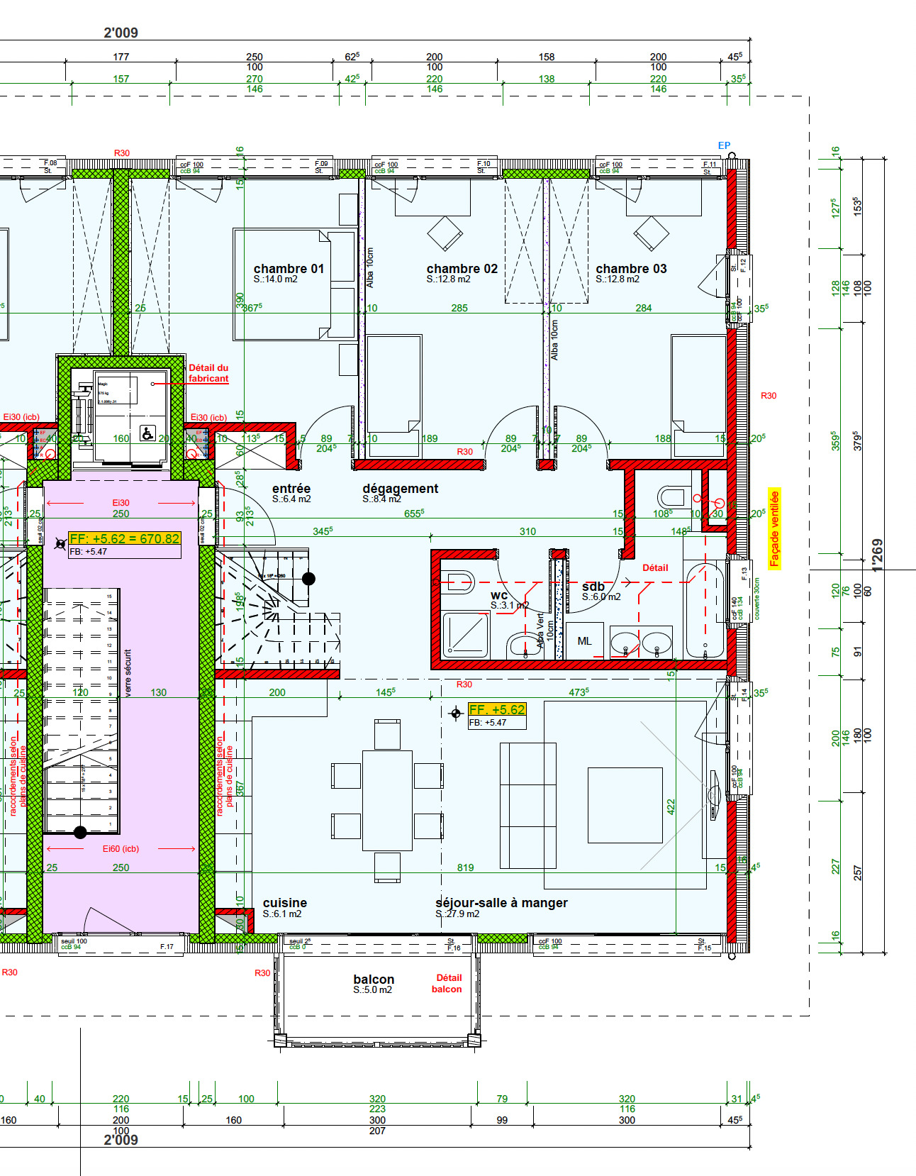 Grundriss einer Wohnung mit Balkon