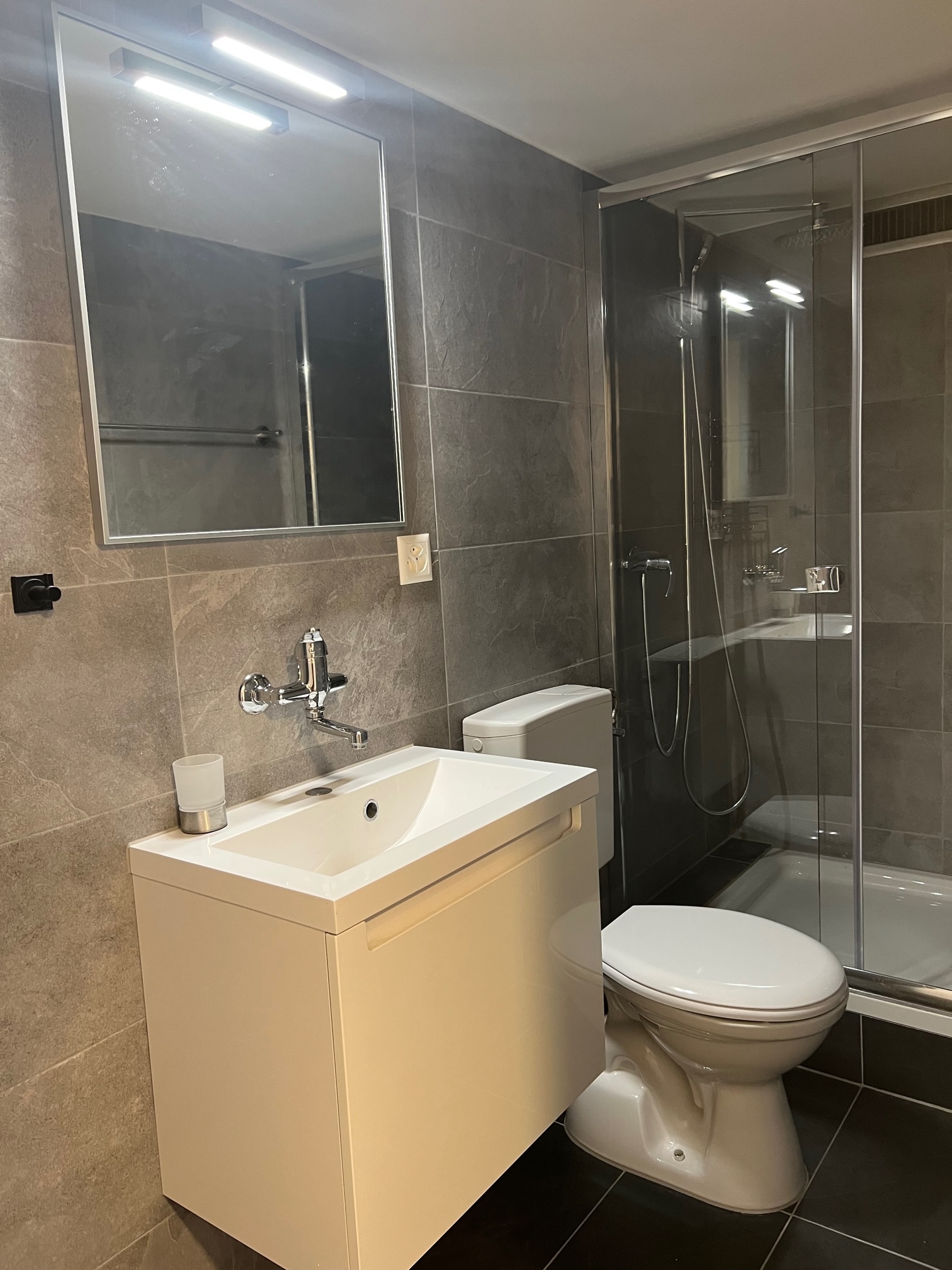 Modernes Badezimmer mit Dusche und WC