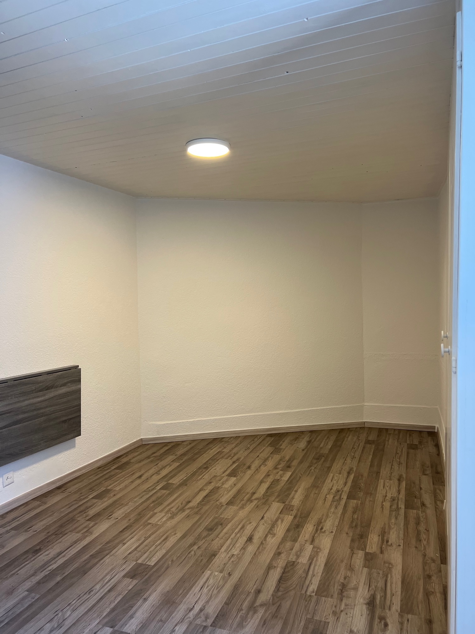 Leerer Innenraum mit Holzoptik-Boden