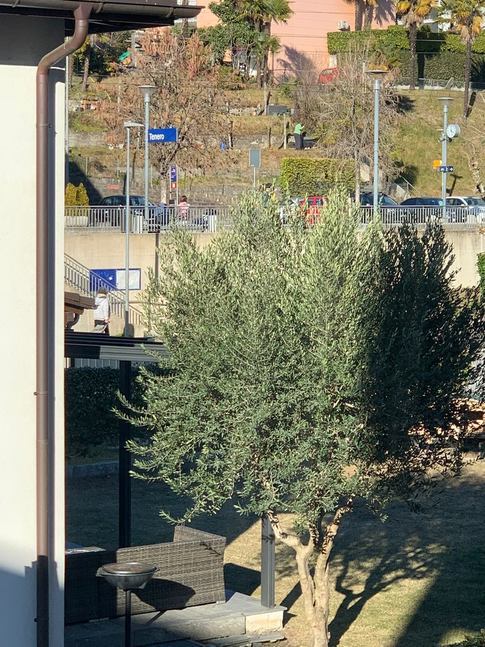 Außenansicht mit Garten und Straßenumgebung