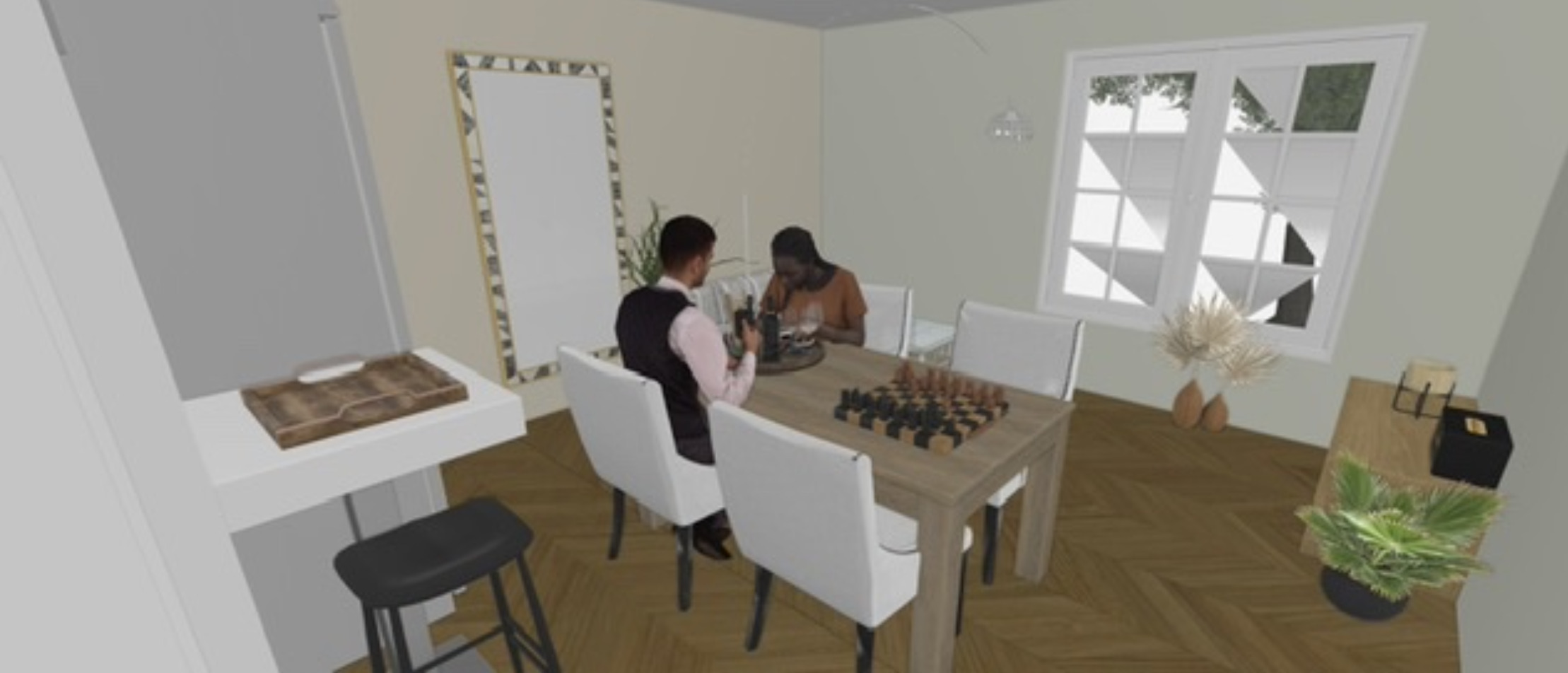 Esszimmer mit Spieltisch