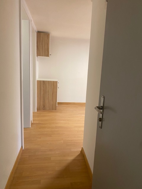 Heller Flur mit Holzoptik-Boden