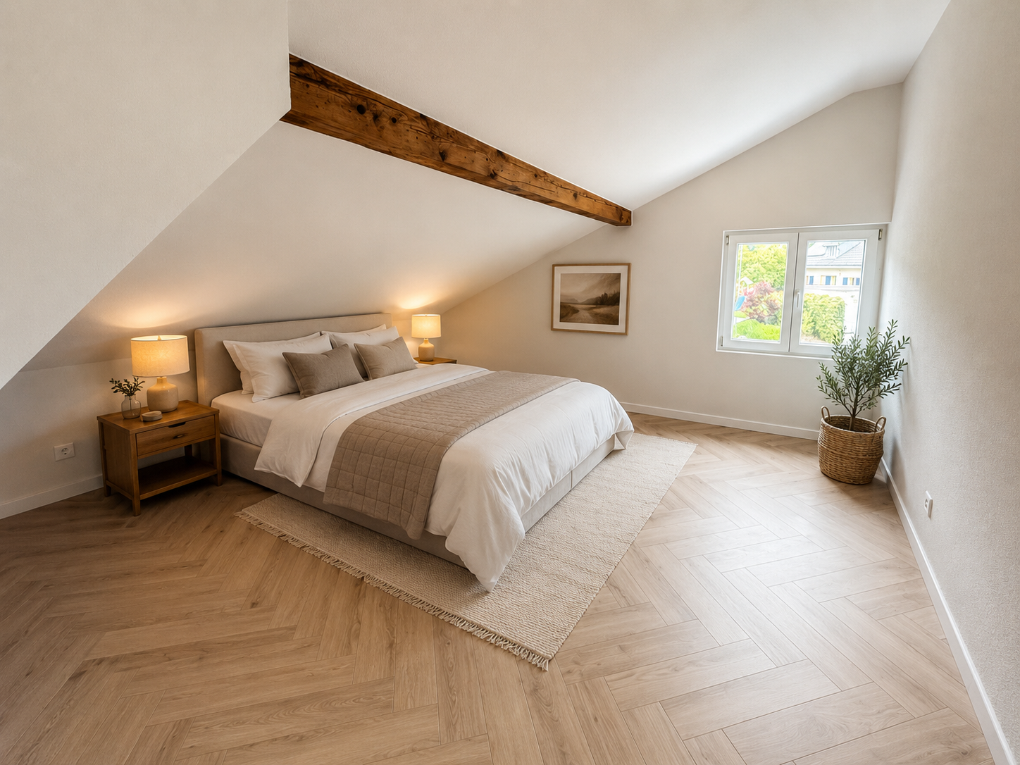 Helles Dachgeschoss-Schlafzimmer