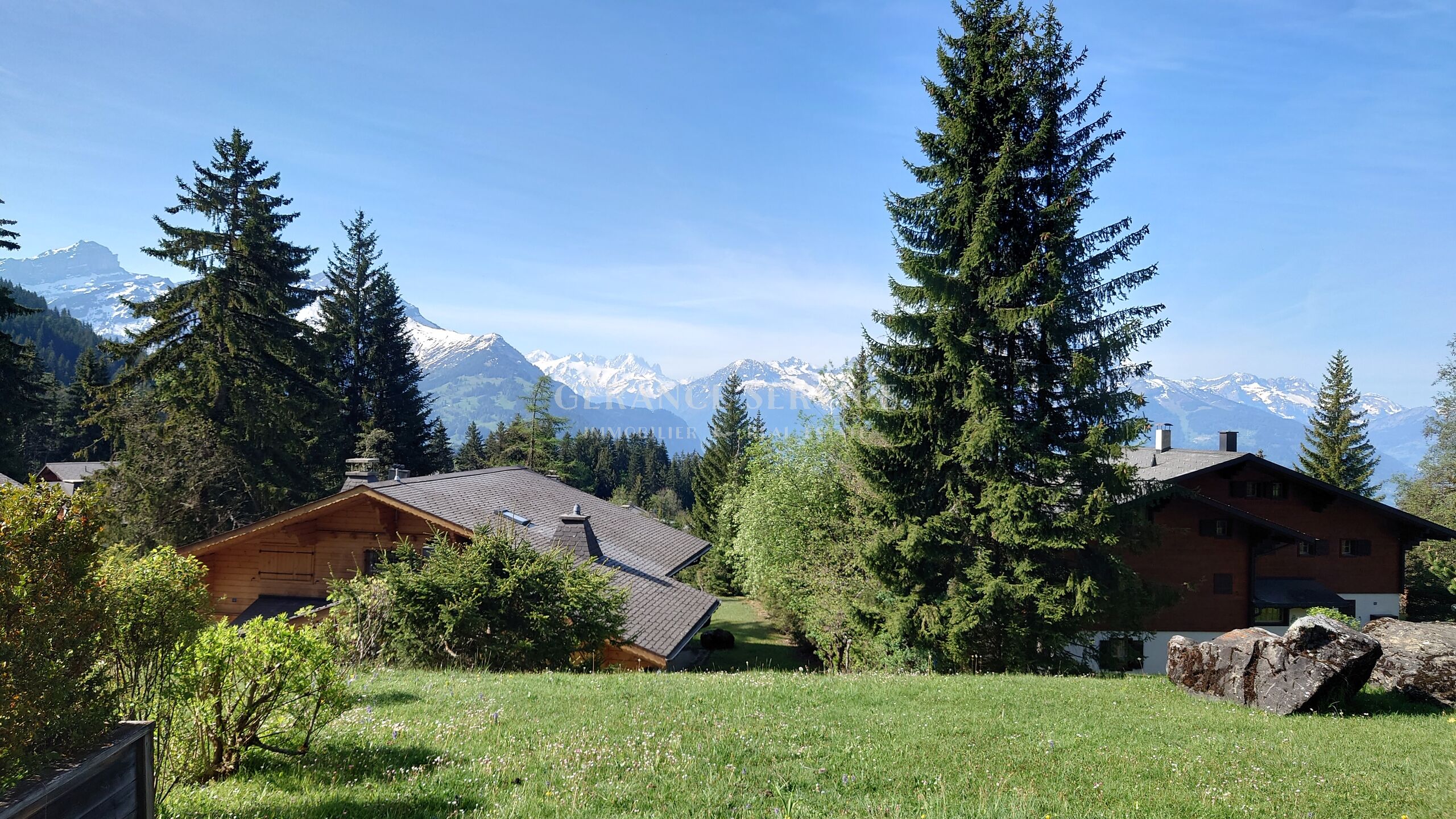 Alpenblick mit Chalets