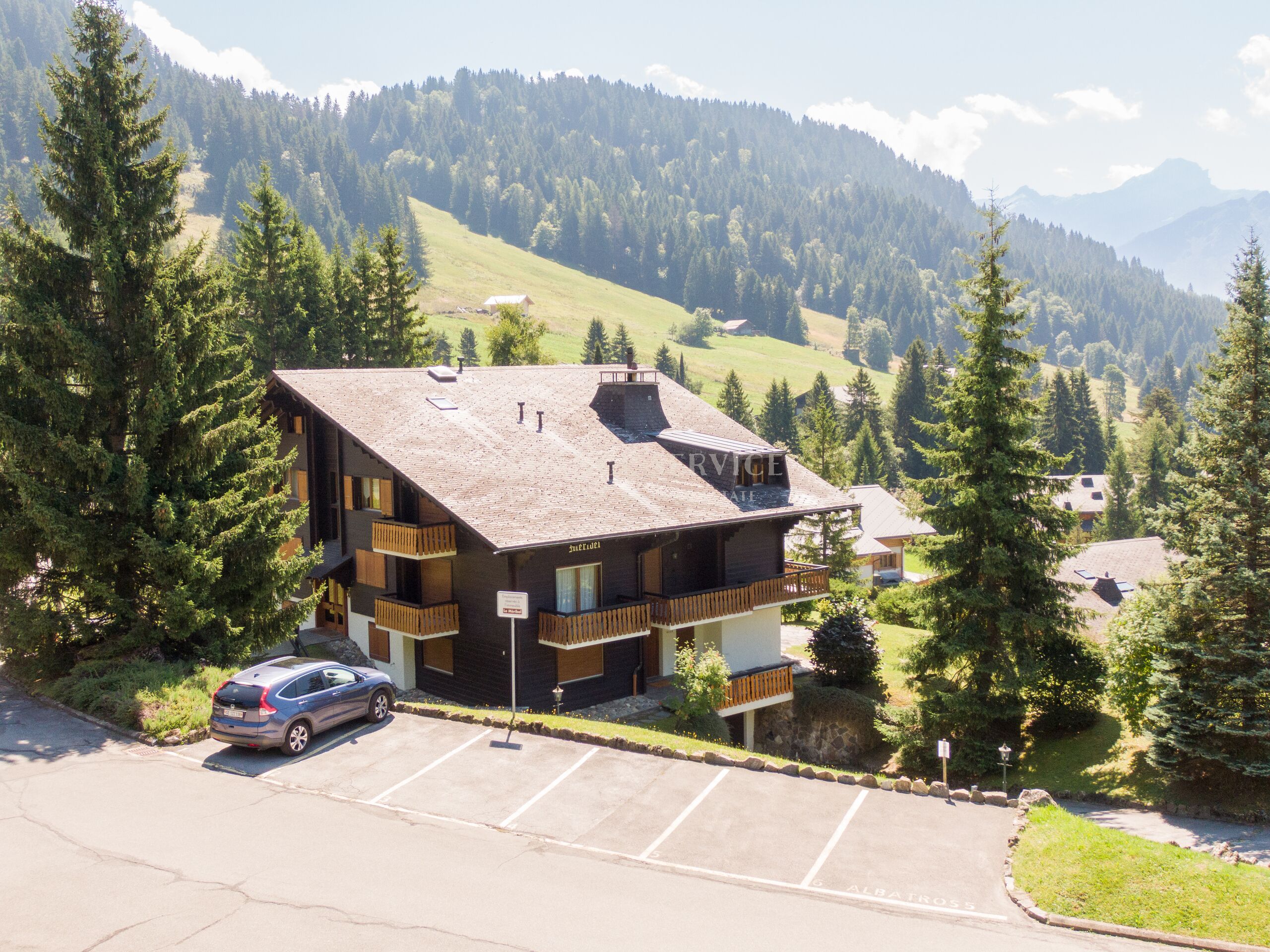 Alpenchalet mit Bergblick