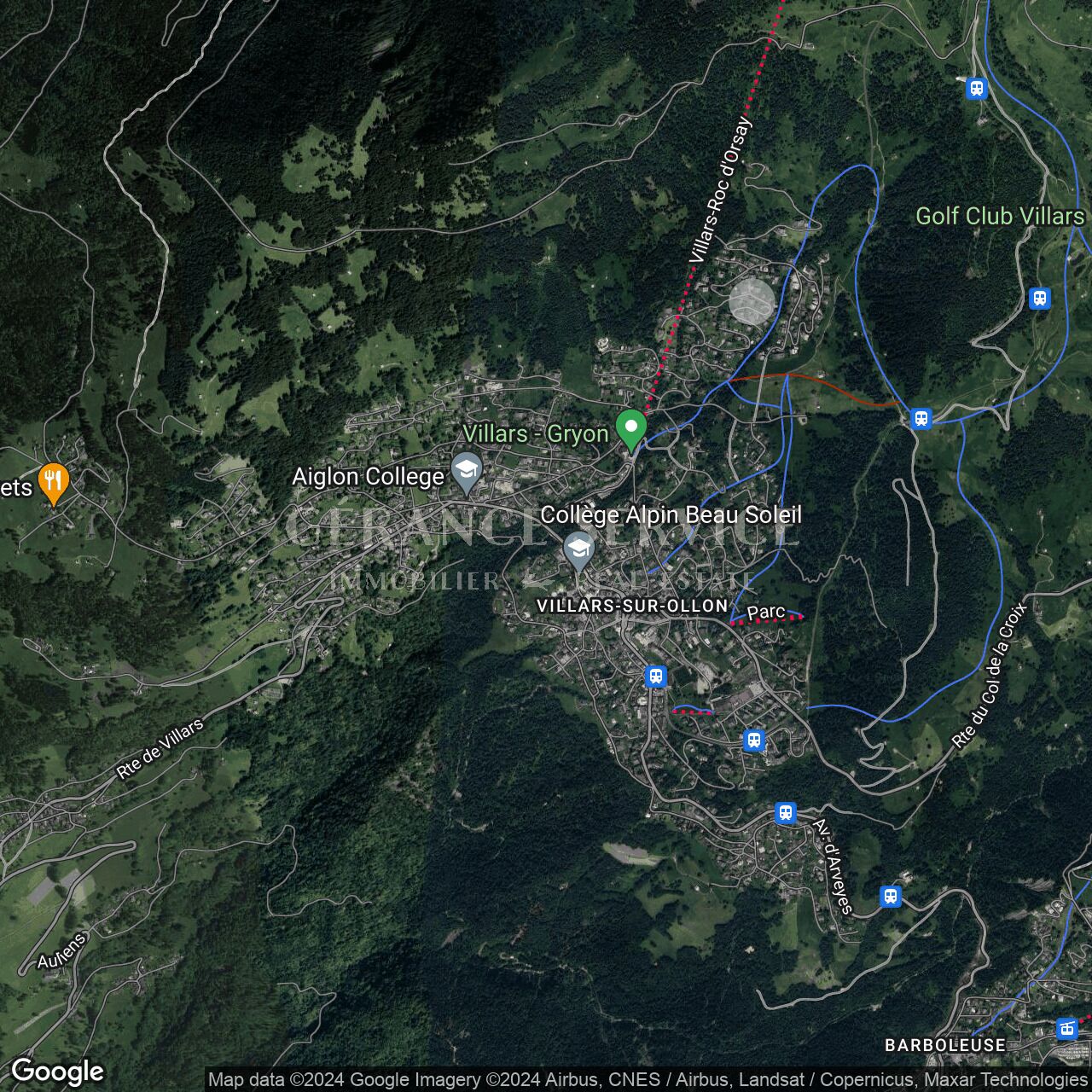 Satellitenkarte eines alpinen Ortes