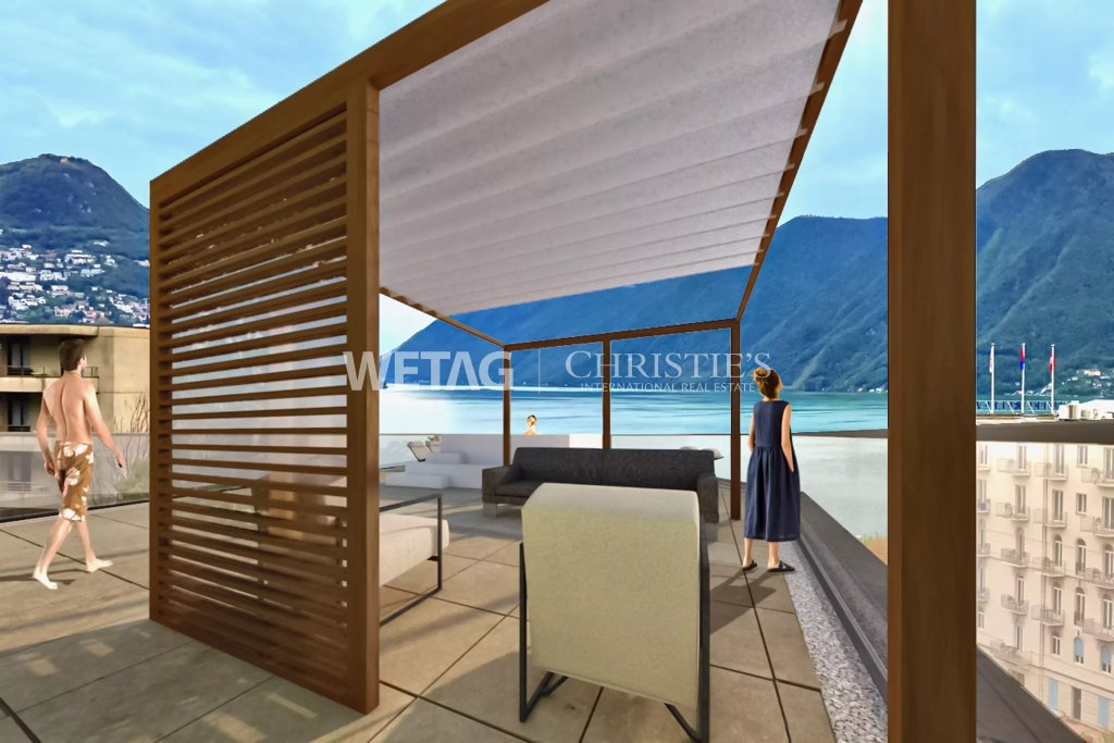 Dachterrasse mit Seeblick und Pergola