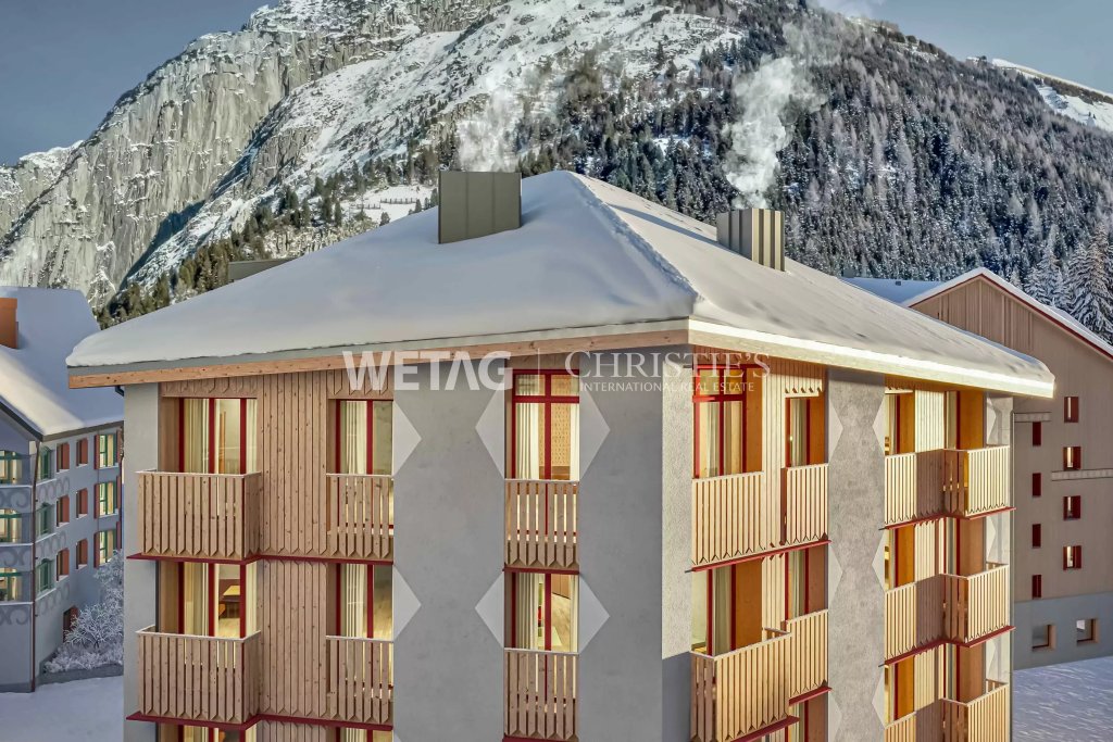 Alpines Wohnhaus mit Bergkulisse