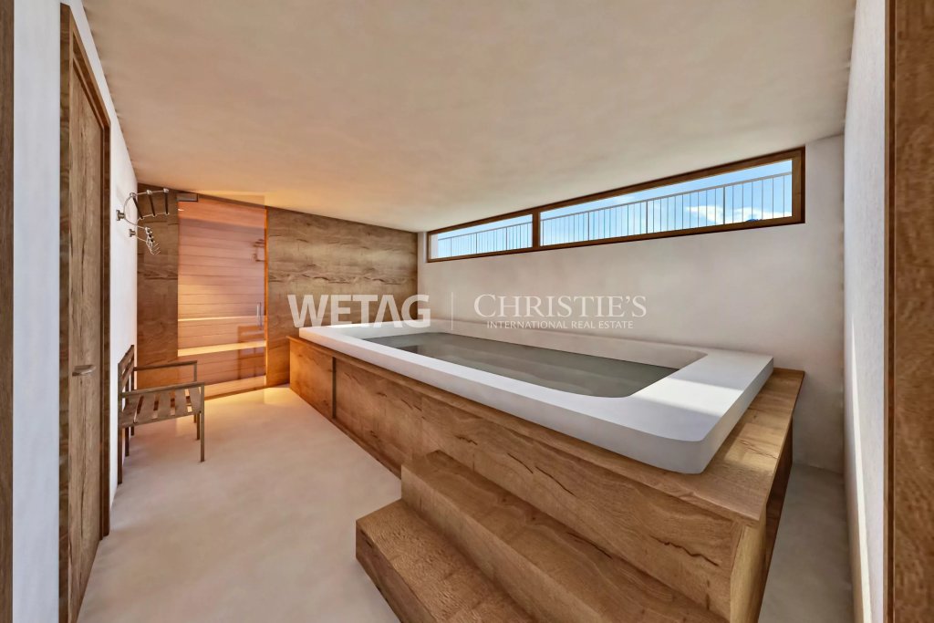 Modernes Holzbad mit eingelassenem Becken