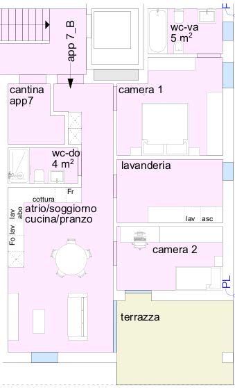 Grundriss einer Wohnung mit Terrasse