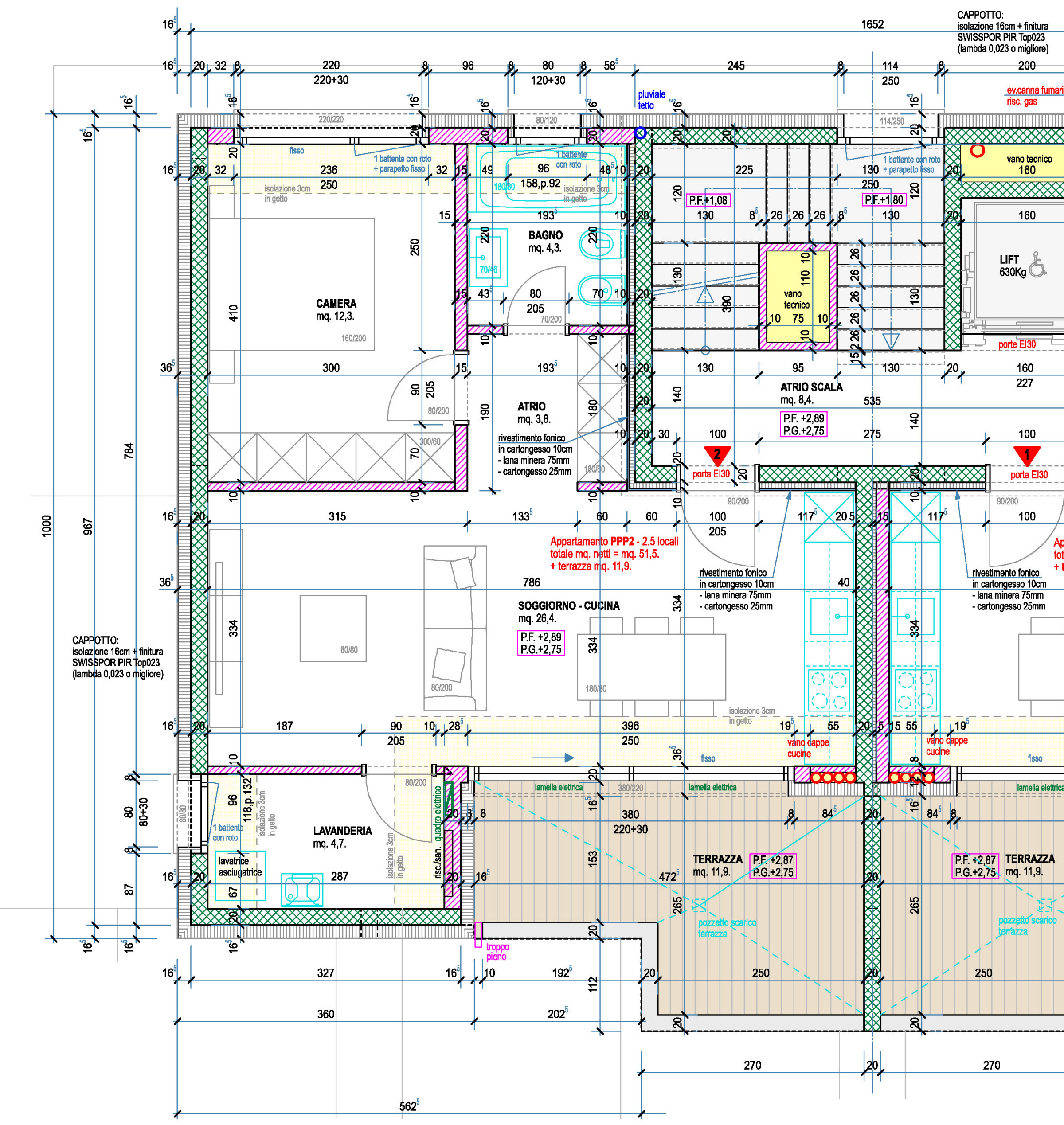 Grundriss einer Wohnung mit Terrasse