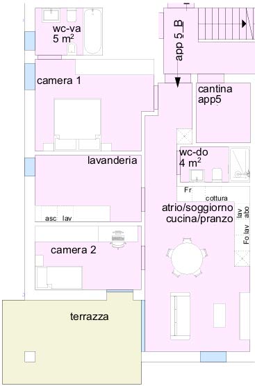 Grundriss eines Hauses mit mehreren Räumen und Terrasse