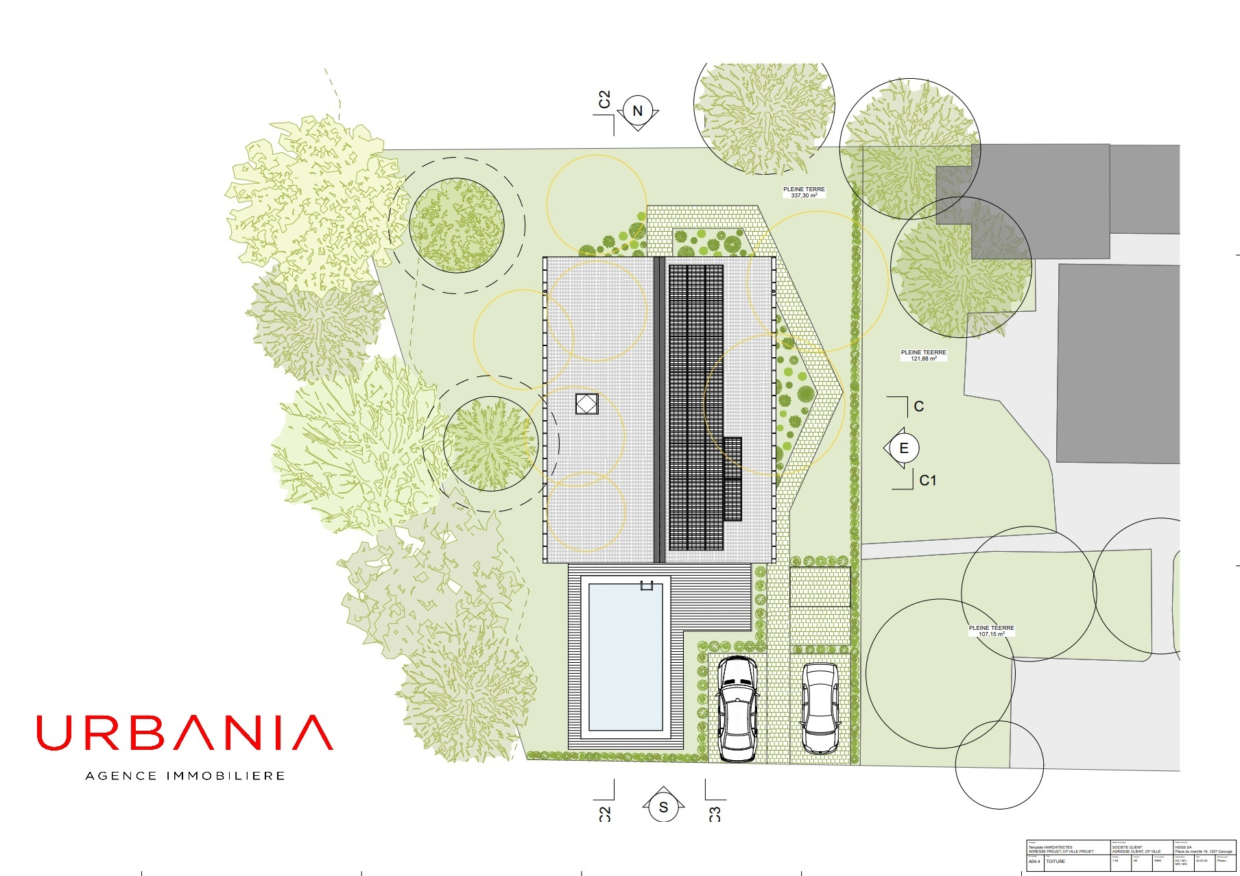 Lageplan mit Garten und Pool
