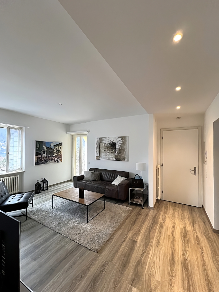 Helles Wohnzimmer mit Eingangsbereich