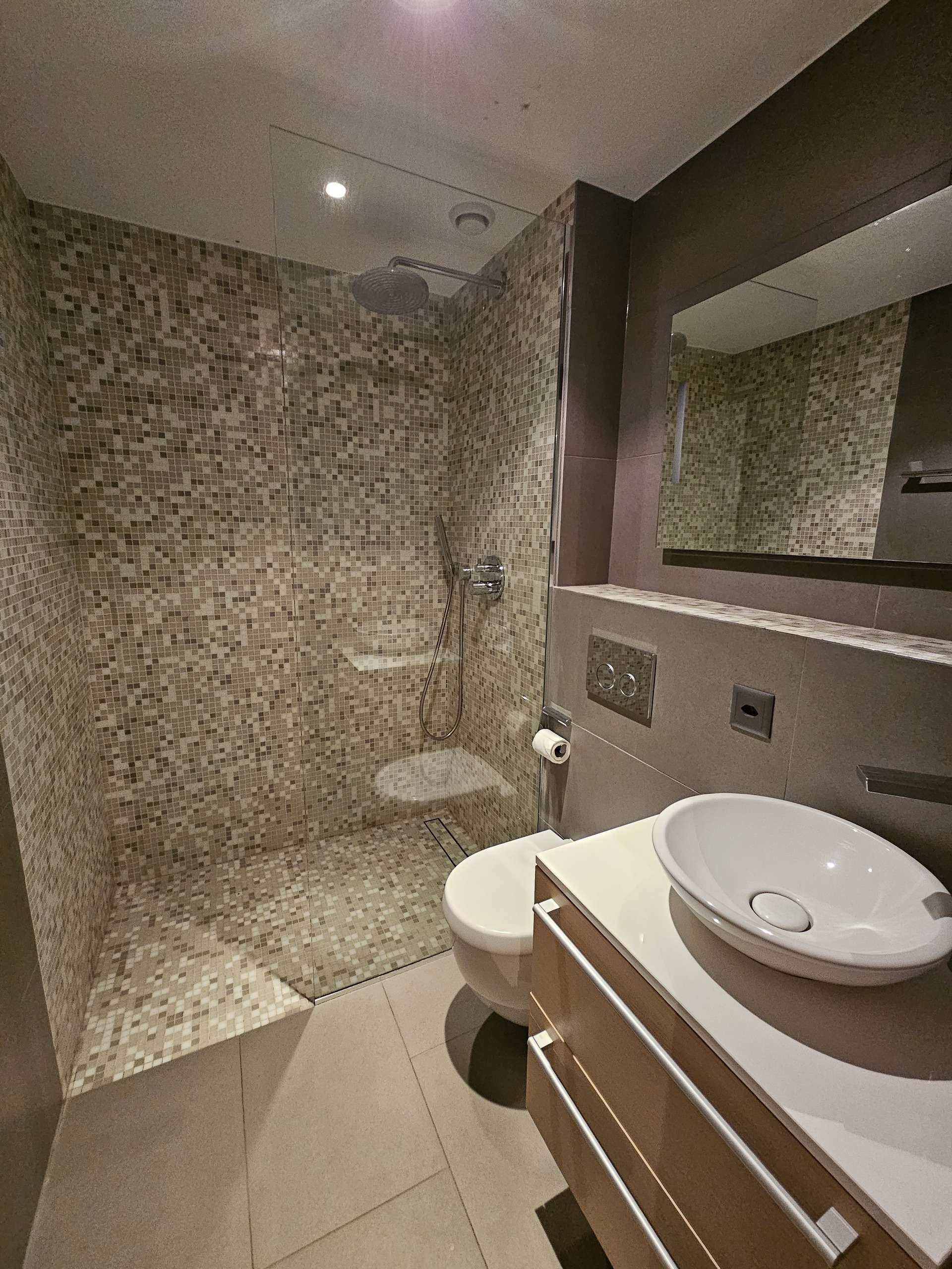 Modernes Badezimmer mit begehbarer Dusche
