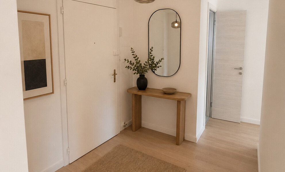 Heller Eingangsbereich mit minimalistischer Dekoration
