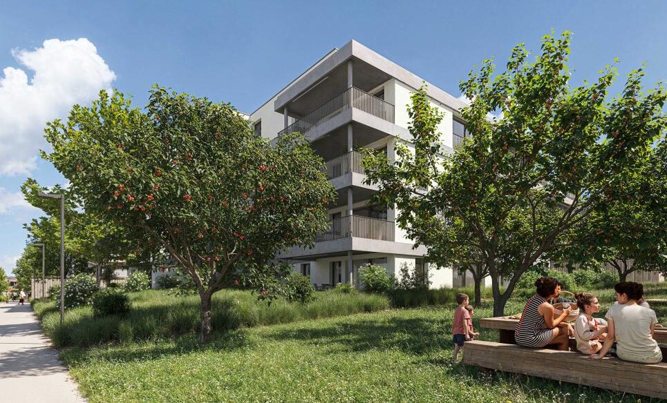 Moderne Wohnanlage mit Grünfläche