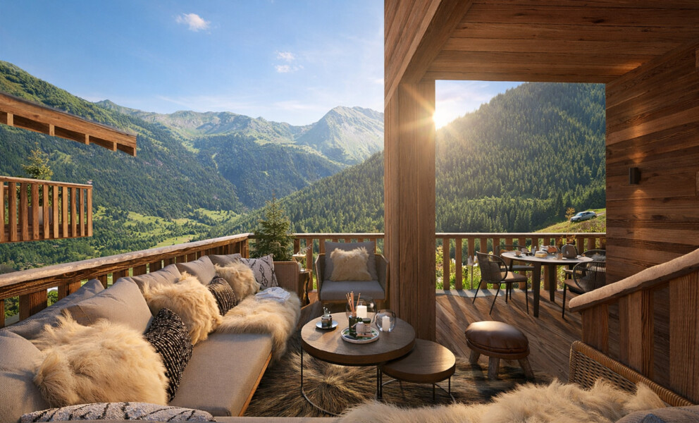 Bergterrasse mit Holzverkleidung