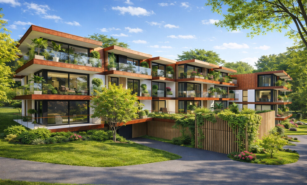 Moderne Wohnanlage mit großzügigen Balkonen