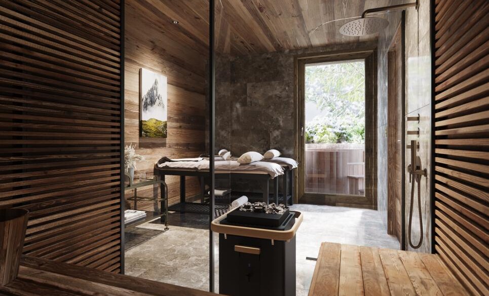 Wellness-Bad mit Sauna und Ruheraum
