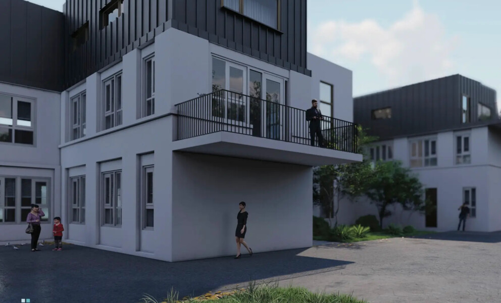 Moderner Wohnkomplex mit Balkon