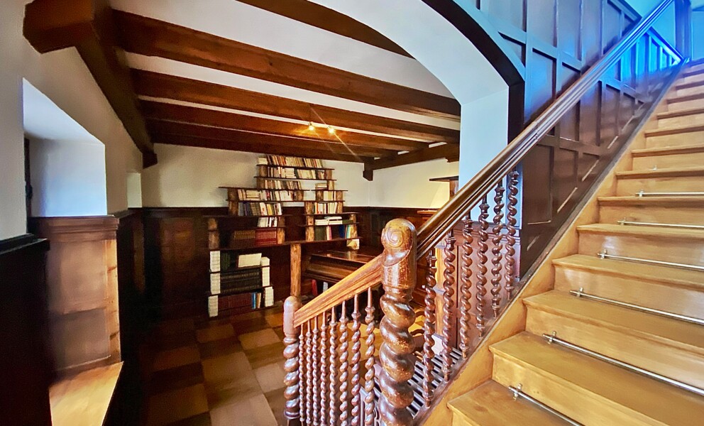 Treppenhaus mit Bibliotheksbereich