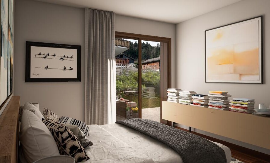 Helles Schlafzimmer mit Balkonzugang