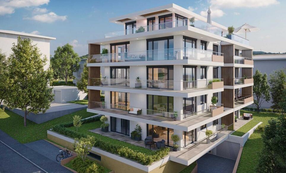 Modernes Mehrfamilienhaus mit Terrassen