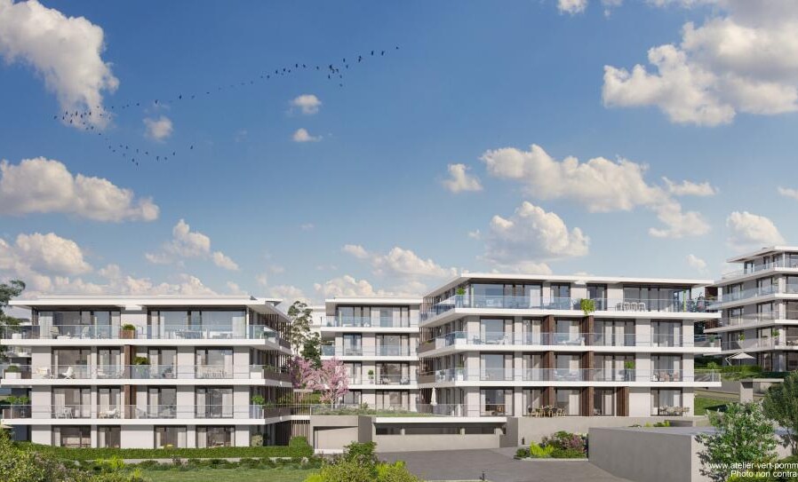 Moderne Wohnanlage mit mehreren Mehrfamilienhäusern